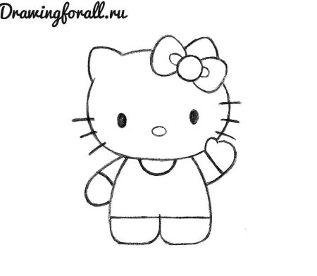 Хеллоу Китти рисунок карандашом