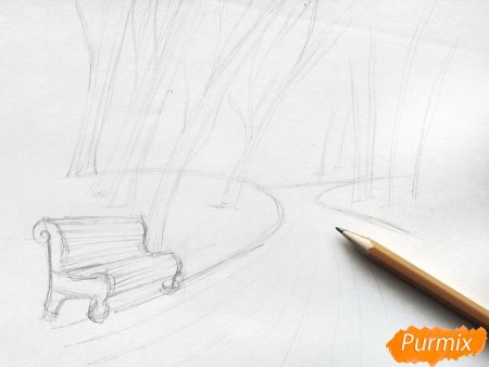 Скамейка рисунок карандашом