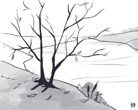 Зонт простым карандашом