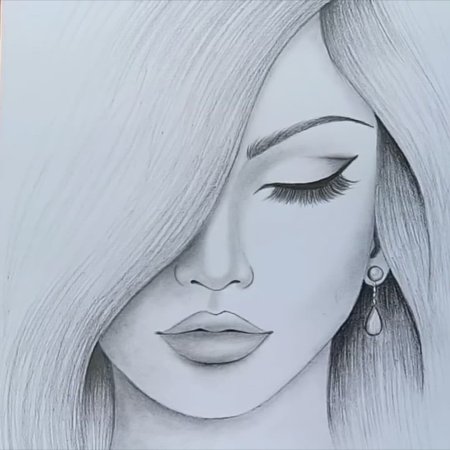 Рисунок девушки карандашом