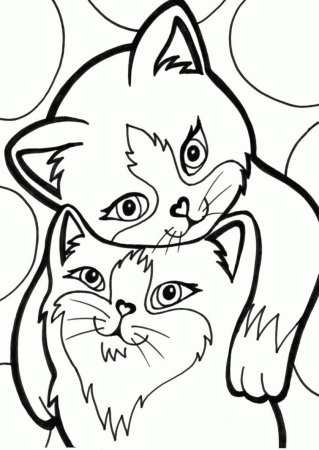 Раскраска котенок с сердечком