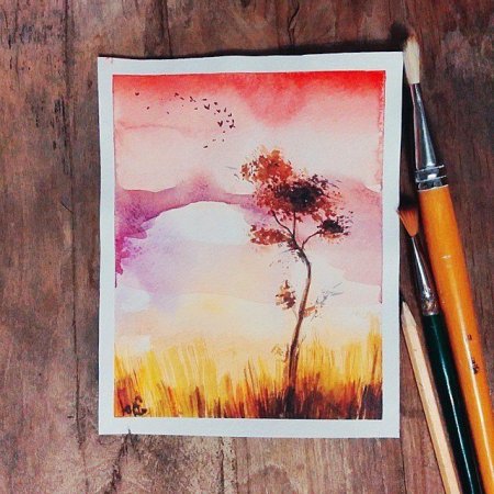 Рисунки акварелью простые