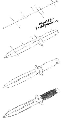 Рисунок ножа карандашом для срисовки
