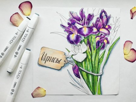 Цветы скетч маркерами