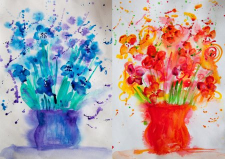 Рисование цветов красками