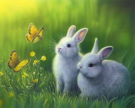 Зайчата живопись