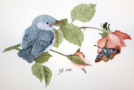 Птенчики акварель