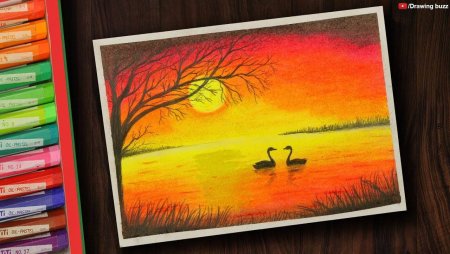 Закат масляной пастелью