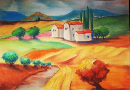 Пейзаж пастелью детский