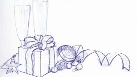 Новогодний котик рисунок карандашом для срисовки