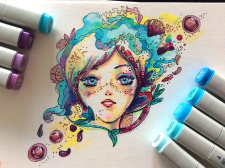 Бабочка фломастерами