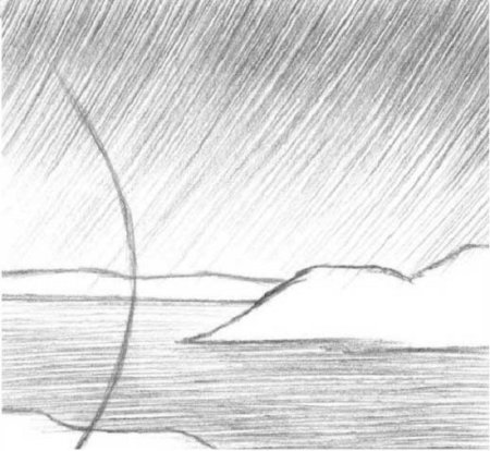 Пейзаж простым карандашом
