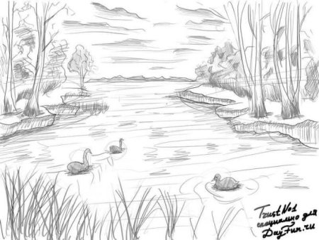 Пейзаж карандашом