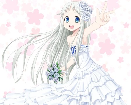 Аниме девочка в белом платье
