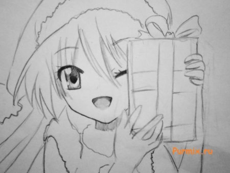 Новогодние девочки аниме для срисовки