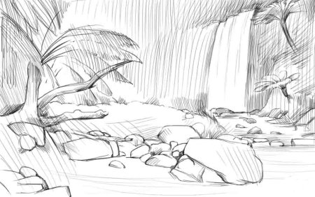 Пейзаж карандашом легкий