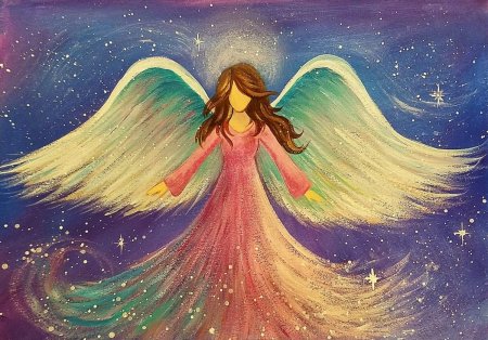 Рисунок ангела с крыльями для детей