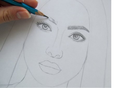 Лицо девушки рисунок карандашом