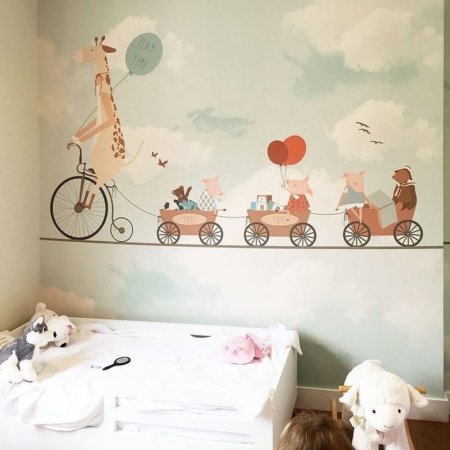 Роспись стен в детской комнате зайчики