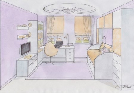 Рисование интерьера комнаты для детей