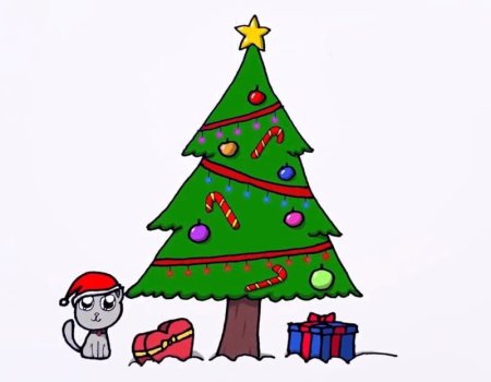 Новогодняя елка фломастерами