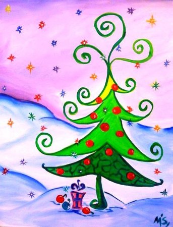 Способы рисования елочки