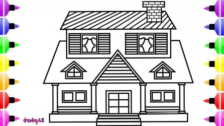 Раскраска двухэтажный дом
