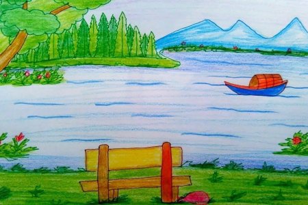 Летний пейзаж рисунок для детей