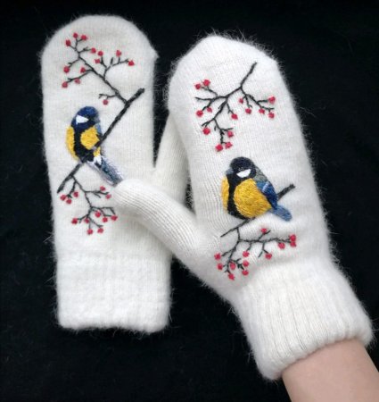 Варежки с птичками