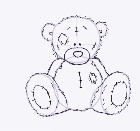 Поэтапное рисование мишки Тедди