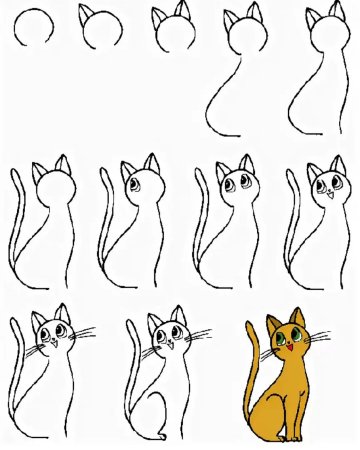 Схема рисования кошки