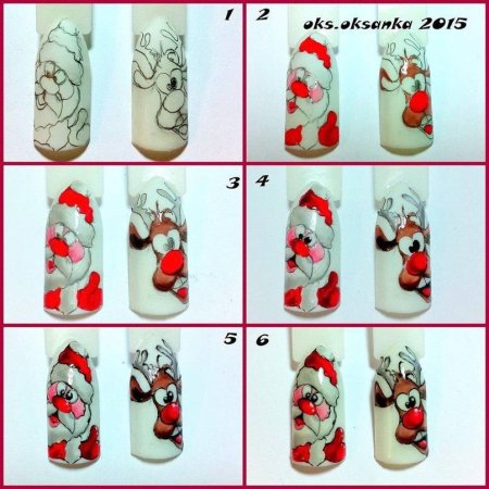 Новогодние узоры на ногтях пошагово