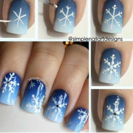 Снежинки на ногтях