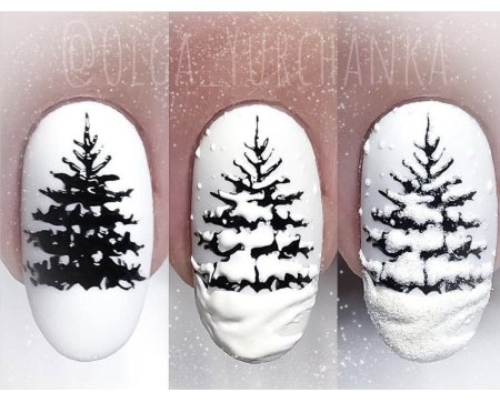 Снежинки на ногтях пошагово