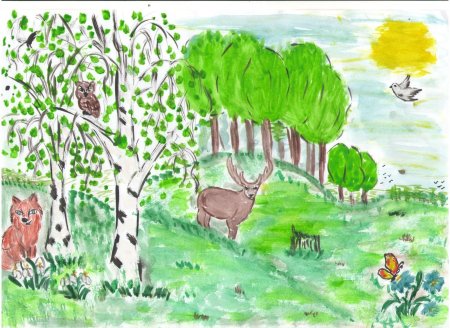 Детские рисунки лес