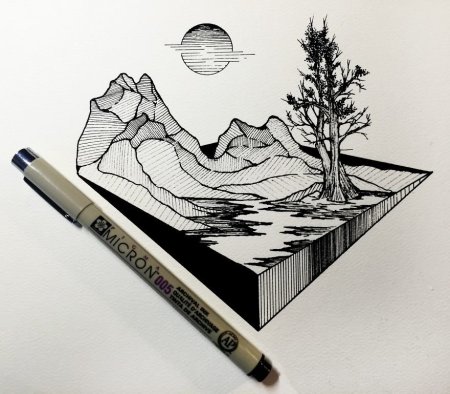 Рисунки чёрной ручькай