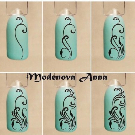 Простой рисунок на ногтях зубочисткой