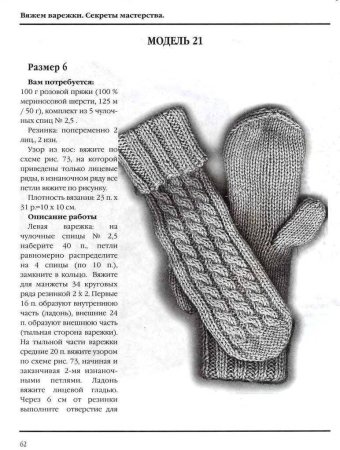 Рукавицы вязаные спицами схемы