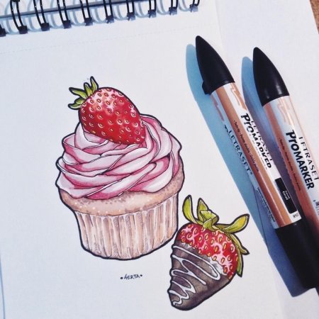 Рисунки для скетчбука лёгкие маркерами еда
