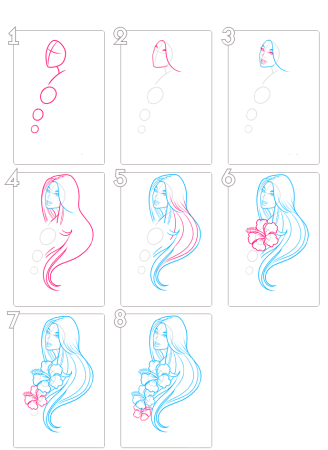 Девочка рисунок пошагово