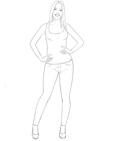 Женщина карандашом в полный рост