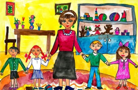 Рисование на тему детский сад