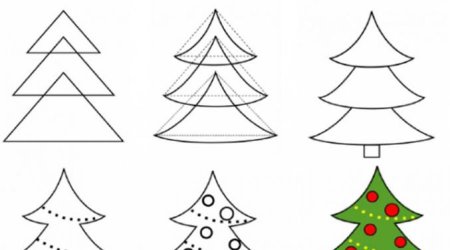 Схема рисования елки для дошкольников