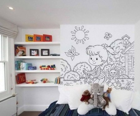 Декор стены в комнате для рисования