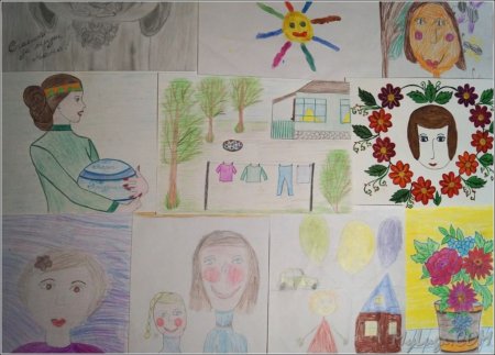 Выставка портретов мам в детском саду
