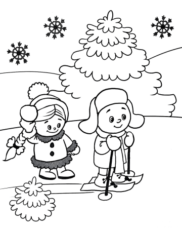 Зима раскраска для детей