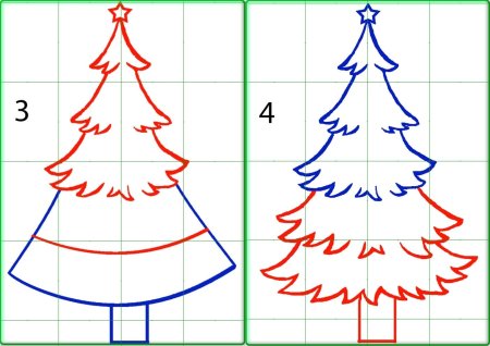 Поэтапное рисование елки
