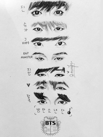 Глаза Тэхена BTS карандашом