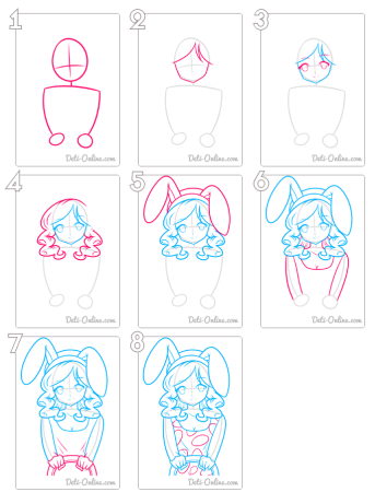 Поэтапный рисунок принцессы