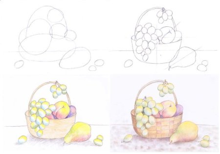 Этапы рисования натюрморта для детей